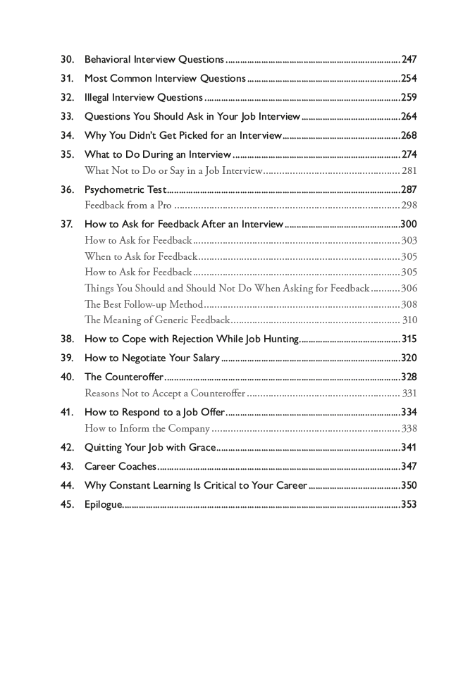 Job Search Guide Table Of Contents Page 3